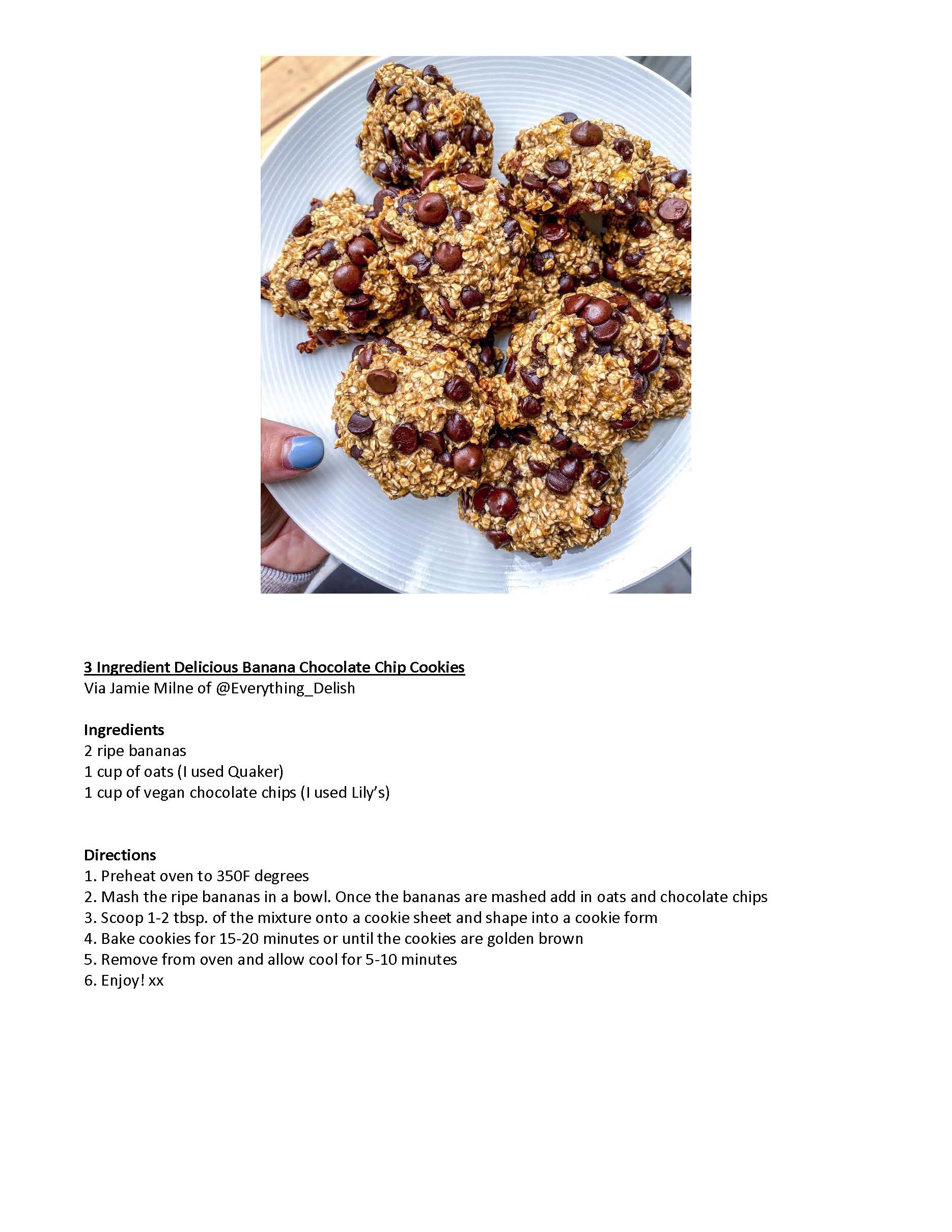3 Ingredient Delicious Banana Chocolate Chip Cookies Recipe