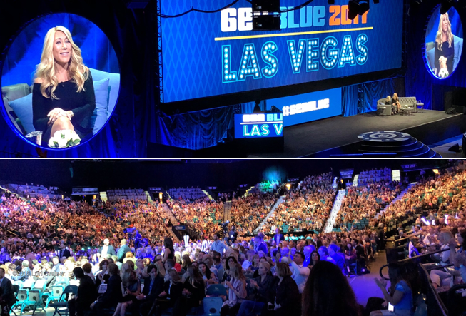 Lori speaking to a large crowd in Las Vegas