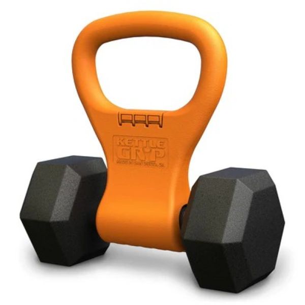 Kettle Gryp product with bar bell in it.