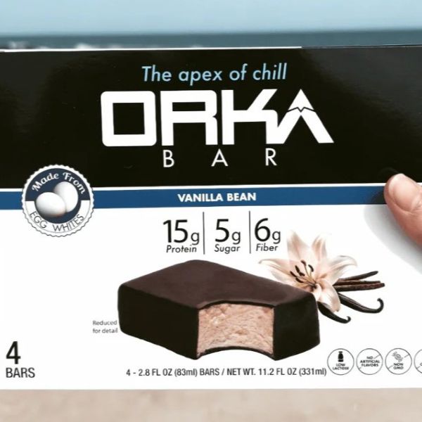 ORKA Bars packaging showing ice cream bar on it.