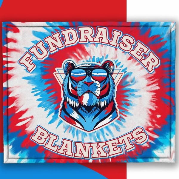Blanket with Fundraiser Blanket logo on it.